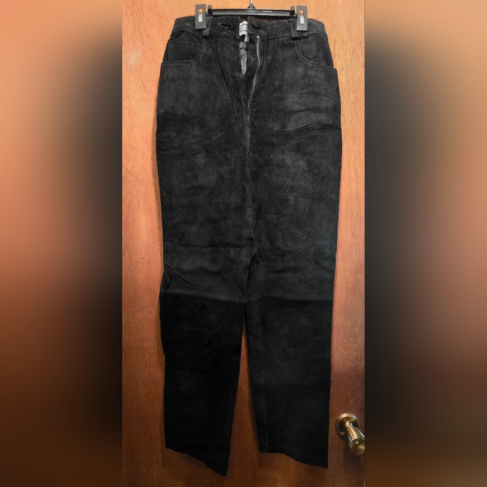 Mixed Blues Genuine Suede Straight Leg Pants Lined NWOT Never Worn Vintage Sz7 - Picture 2 of 11